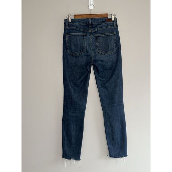 Paige Jeans Womens 27 Blue Hoxton Ankle Dark Wash Stretch Soft Denim Fray Hem - Picture 6 of 14